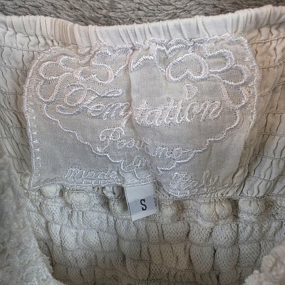 Temptation Positano Dress Womens Small White Alyssa Eyelet Lace Boho Made Italy - Picture 3 of 9